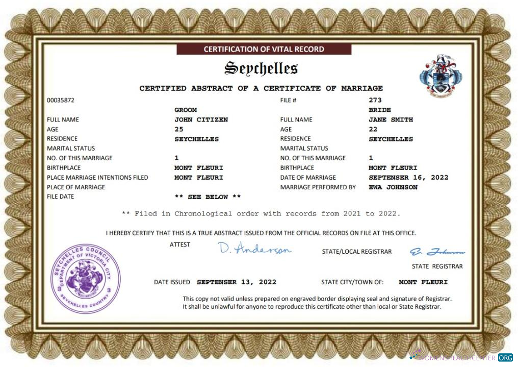 Download Seychelles marriage certificate Word and PDF template Photoshop template